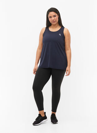 Plain-coloured sports top with round neck, Night Sky, Model image number 2