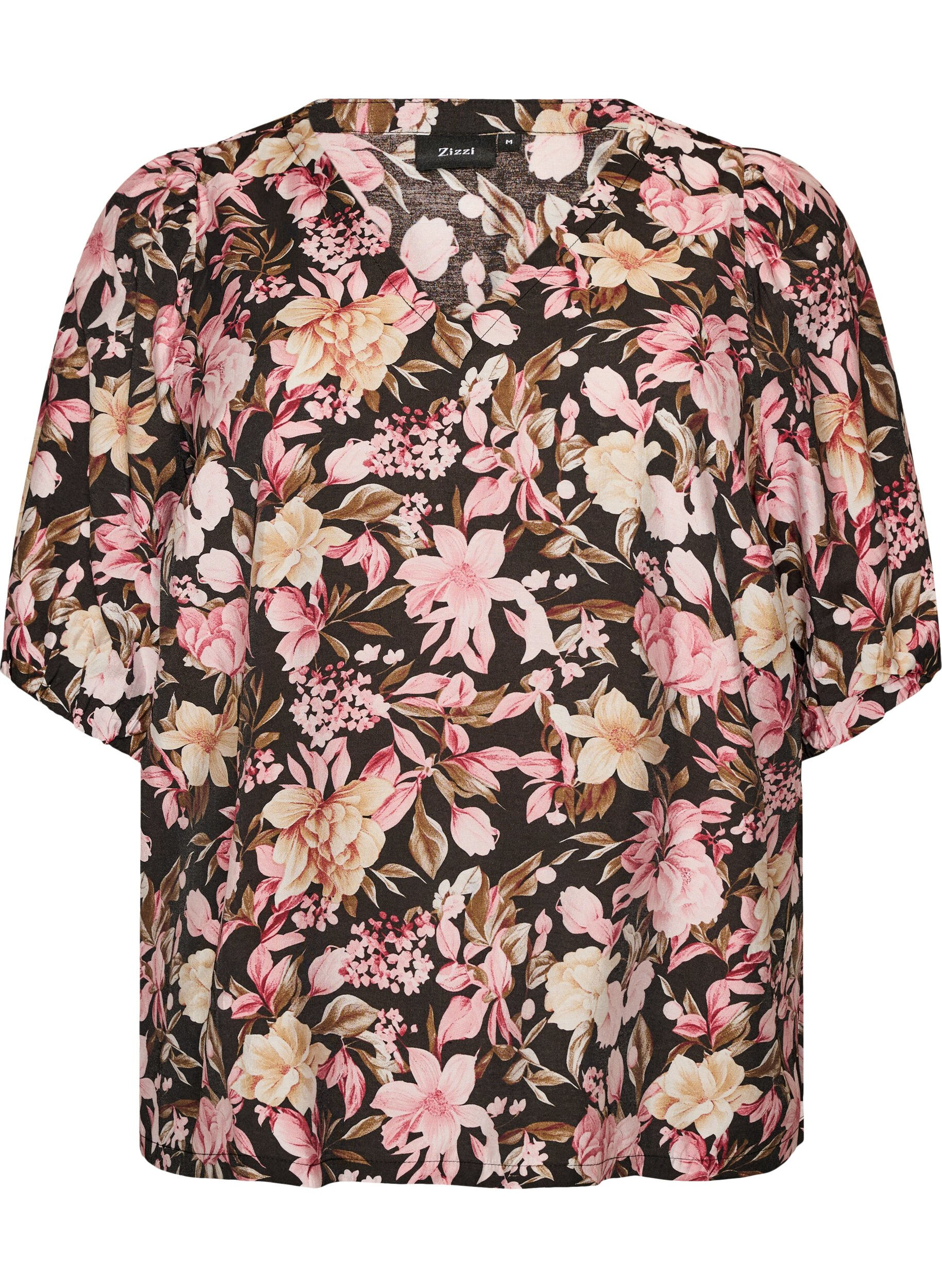 Viscose blouse with V-neck