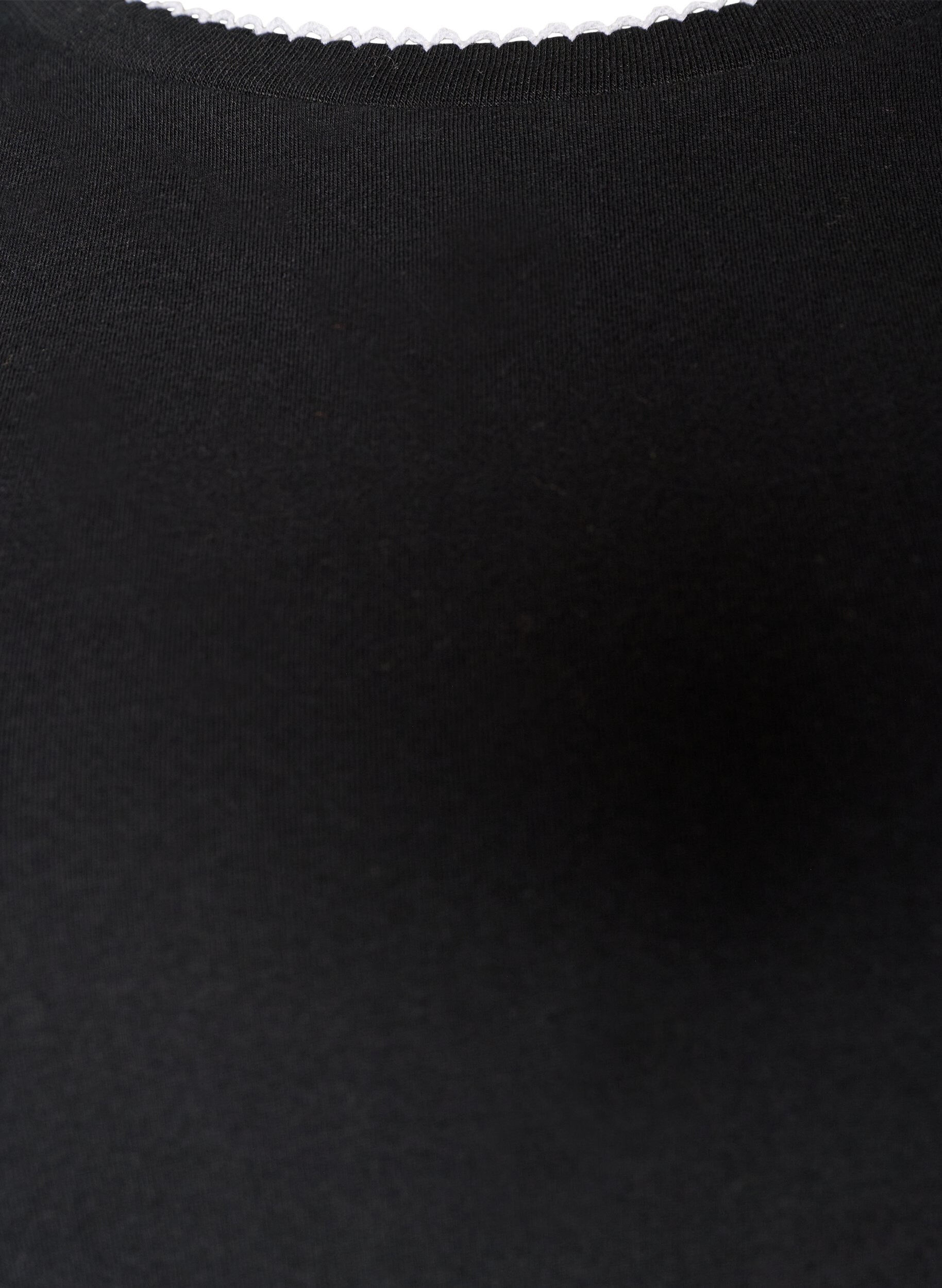 ZizzifashionCotton T-shirt with wavy contrasting edges, Black, Packshot image number 2