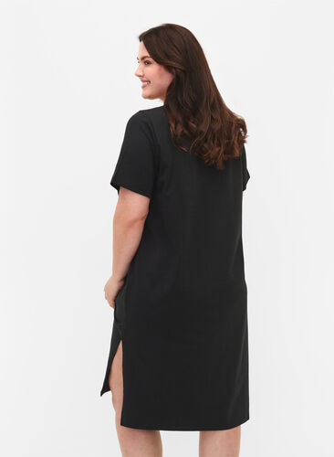 Cotton dress with short sleeves, Black, Model image number 1