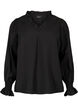 Long-sleeved viscose blouse with ruffle details, Black, Packshot image number 0