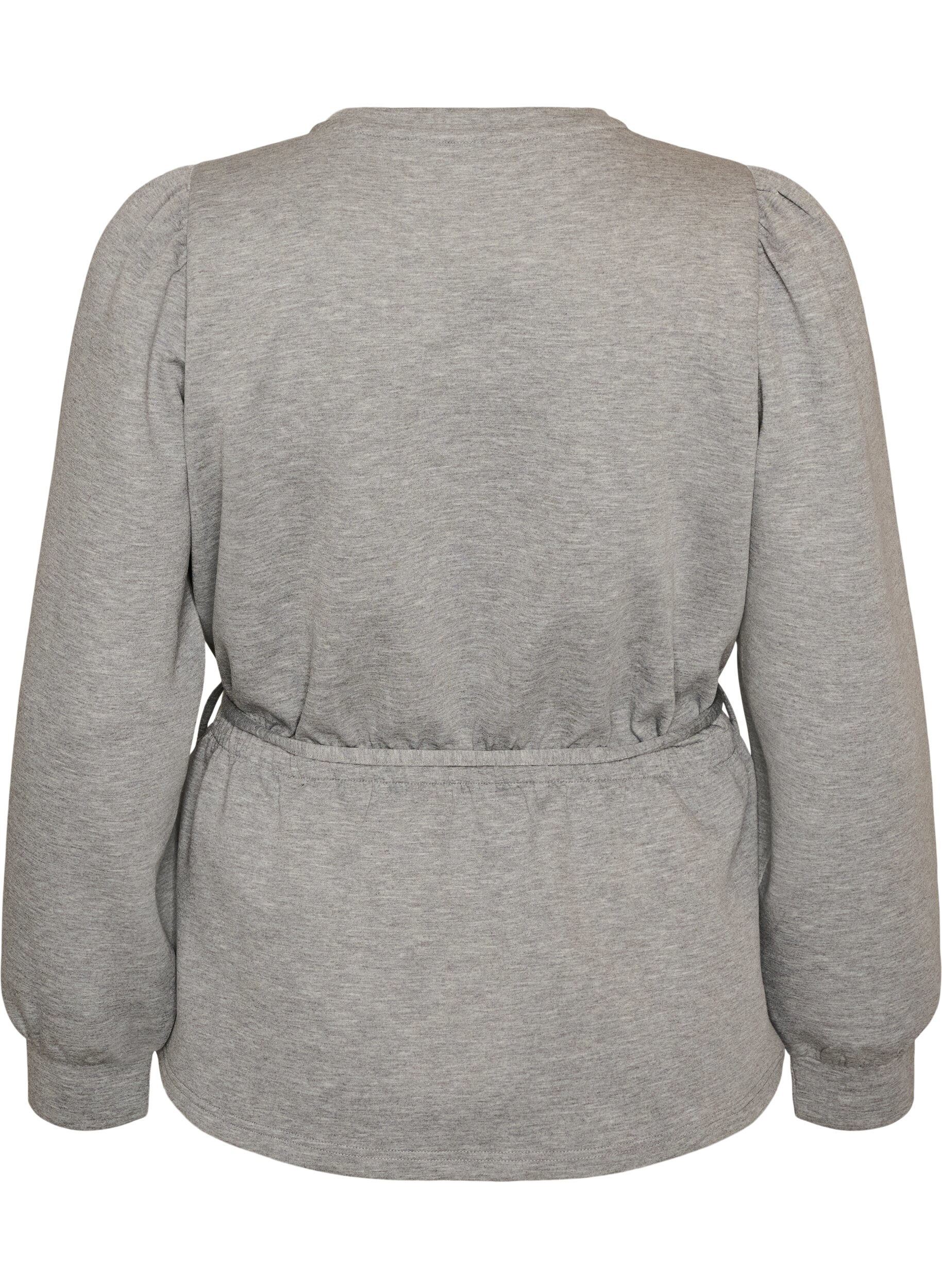 ZizzifashionBlouse with tie and puff sleeves, Grey, Packshot image number 1