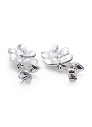 Silver-colored earrings with rhinestones, Silver, Packshot image number 2