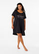 Short-sleeved nightgown in organic cotton, Black, Model image number 1