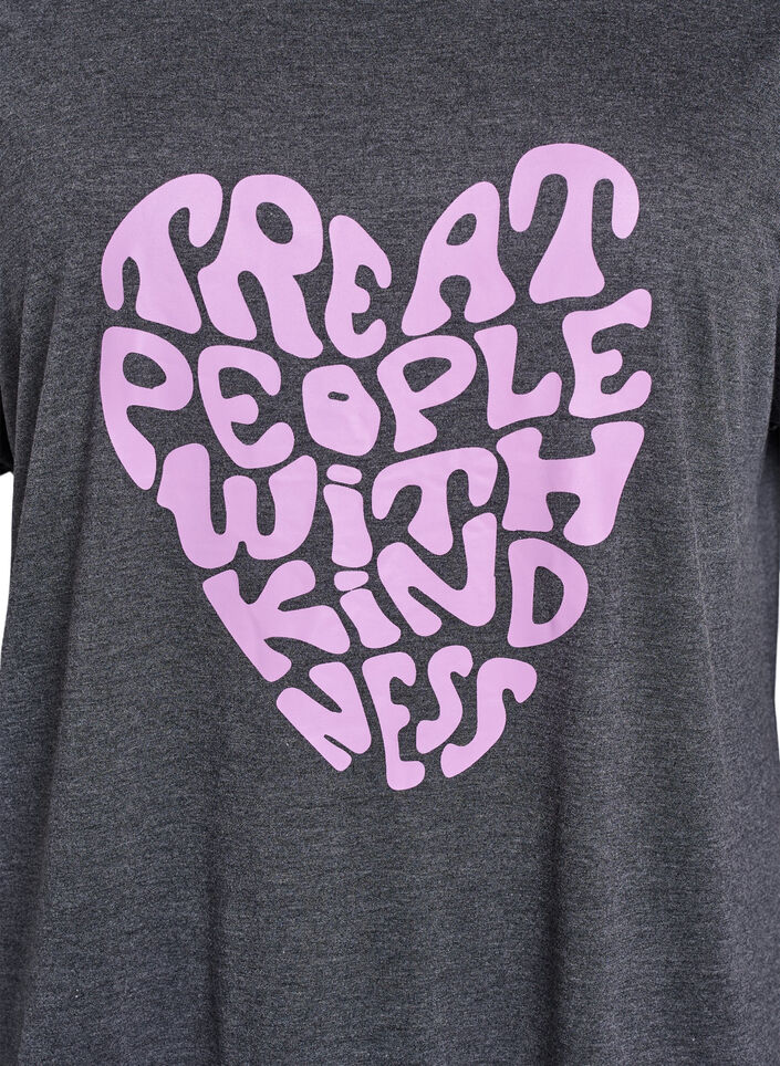 Short sleeve nightgown with text print, Black, Packshot image number 2