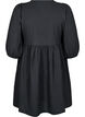 Short dress with texture and 3/4 sleeves, Black, Packshot image number 1