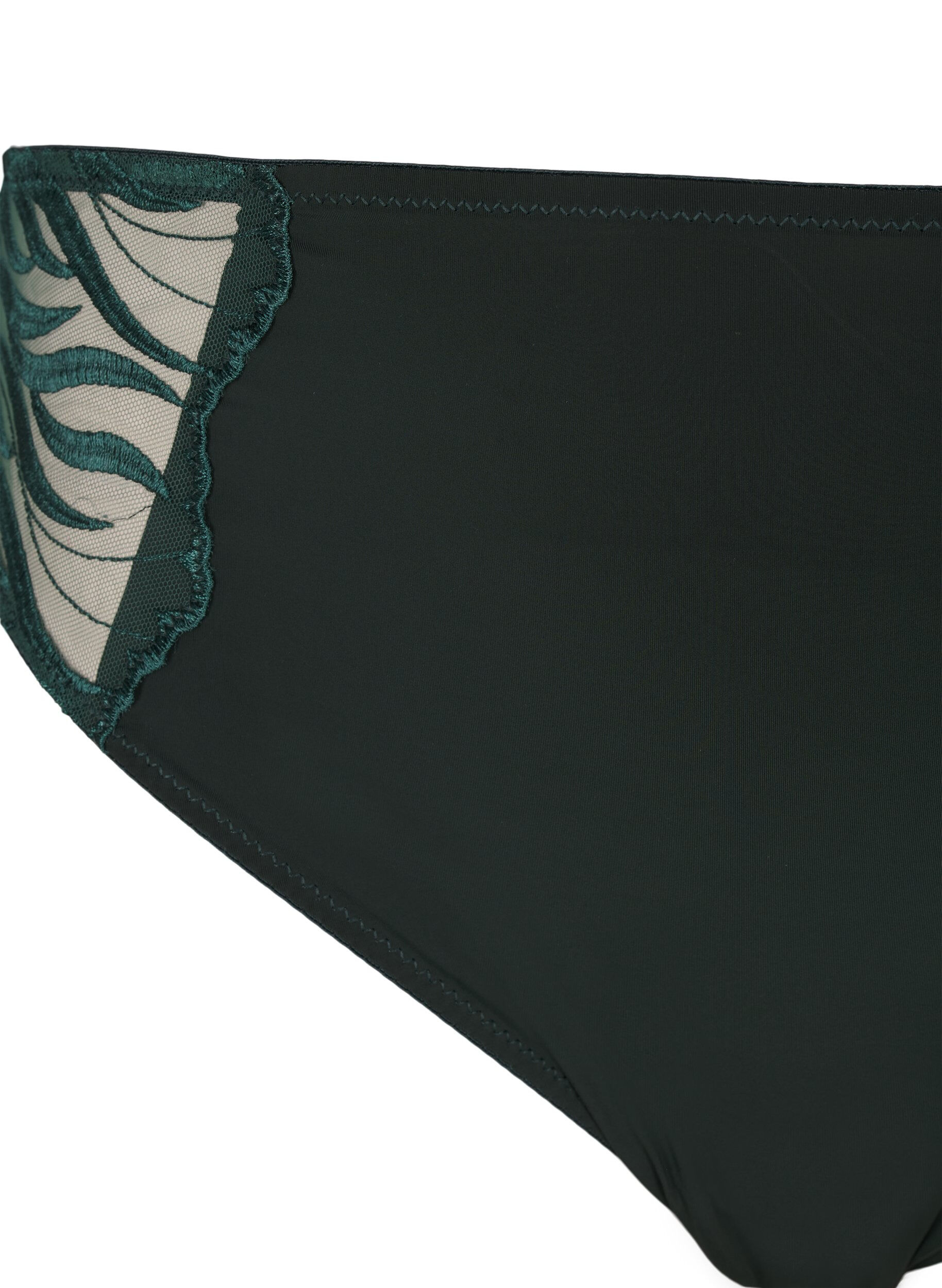 Zizzifashion Tai briefs with embroidery and regular waist, Green, Packshot image number 2
