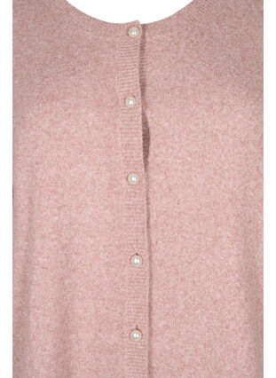 Short melange knit cardigan with pearl buttons, Burlwood Mel., Packshot image number 2