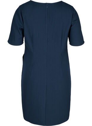 Plain-coloured sheath dress with a v-neck, Navy Blazer, Packshot image number 1