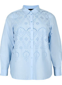 Cotton shirt with broderie anglaise