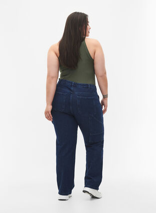 Straight Fit Cargo Jeans, Dark blue, Model image number 1