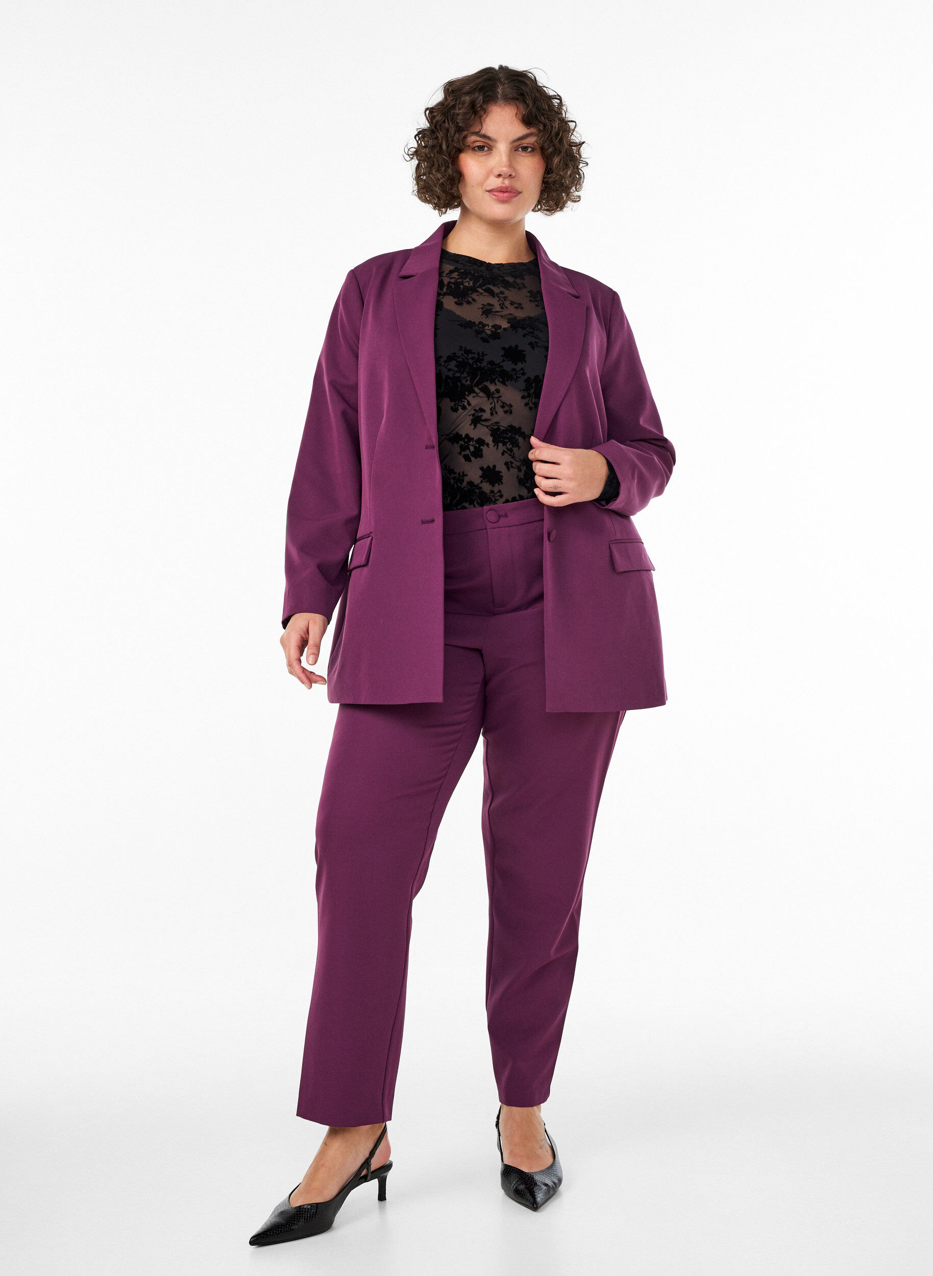 ZizzifashionClassic blazer with button fastening, Purple, Model image number 1