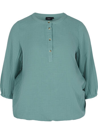 Cotton blouse with buttons and 3/4 sleeves