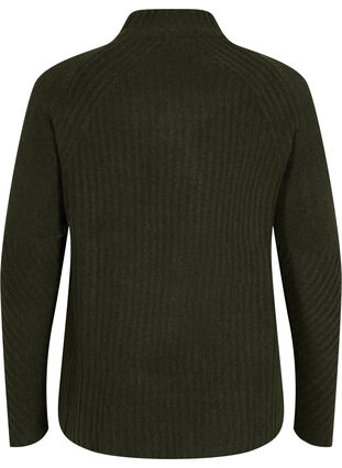 High-neck knitted jumper with rib details, Forest Night Mel., Packshot image number 1