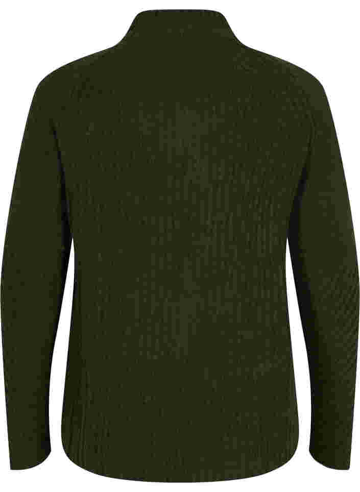 High-neck knitted top with jumper details, Forest Night Mel., Packshot image number 1