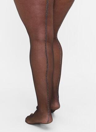  20 denier tights with lurex back seam, Black, Model image number 1