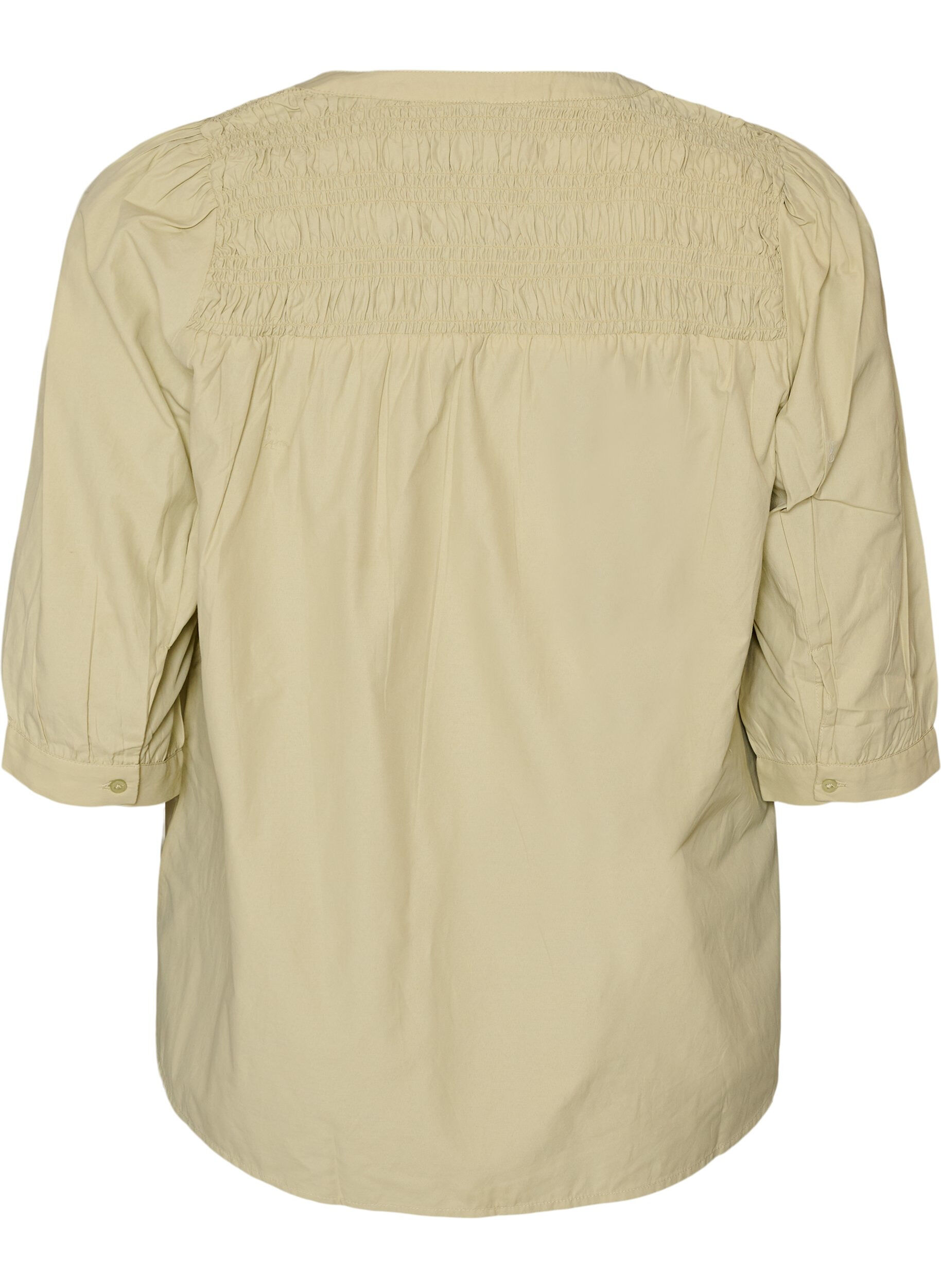 ZizzifashionBlouse with smock and 3/4 sleeves, Green, Packshot image number 1