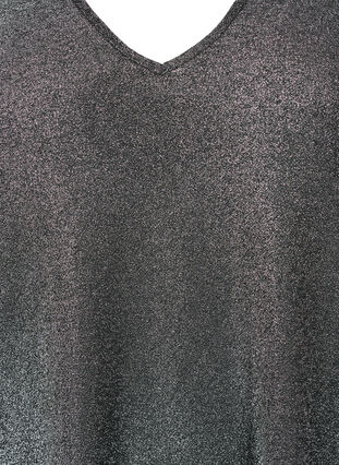Glitter blouse with 3/4 sleeves, Black Silver , Packshot image number 2
