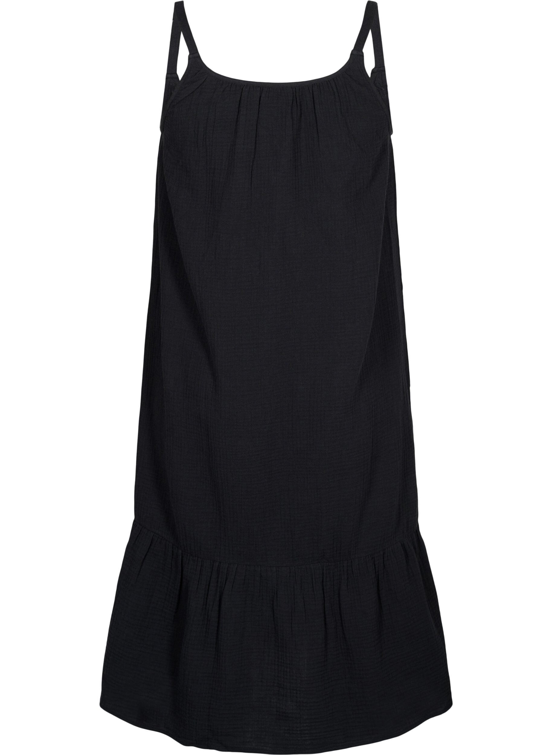 Zizzifashion Long beach dress in cotton, Black, Packshot image number 1