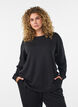 Long-sleeved jersey blouse with a round neck, Black, Model image number 0
