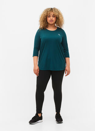 Workout top with 3/4 sleeves, Deep Teal, Model image number 2