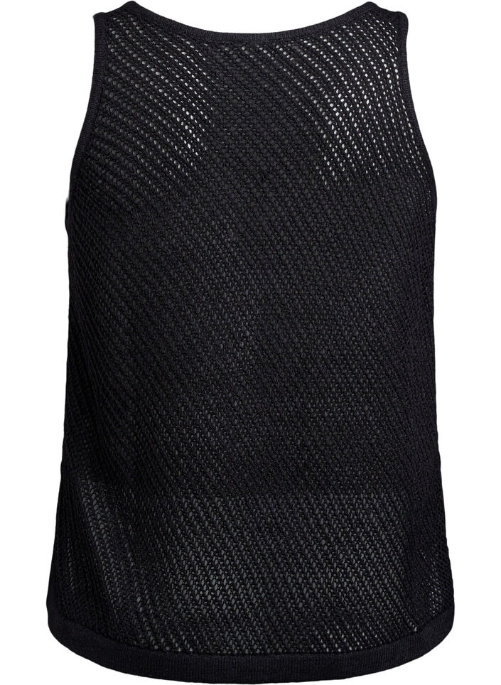 FLASH - Sleeveless knitted top with v-neck, Black, Packshot image number 1