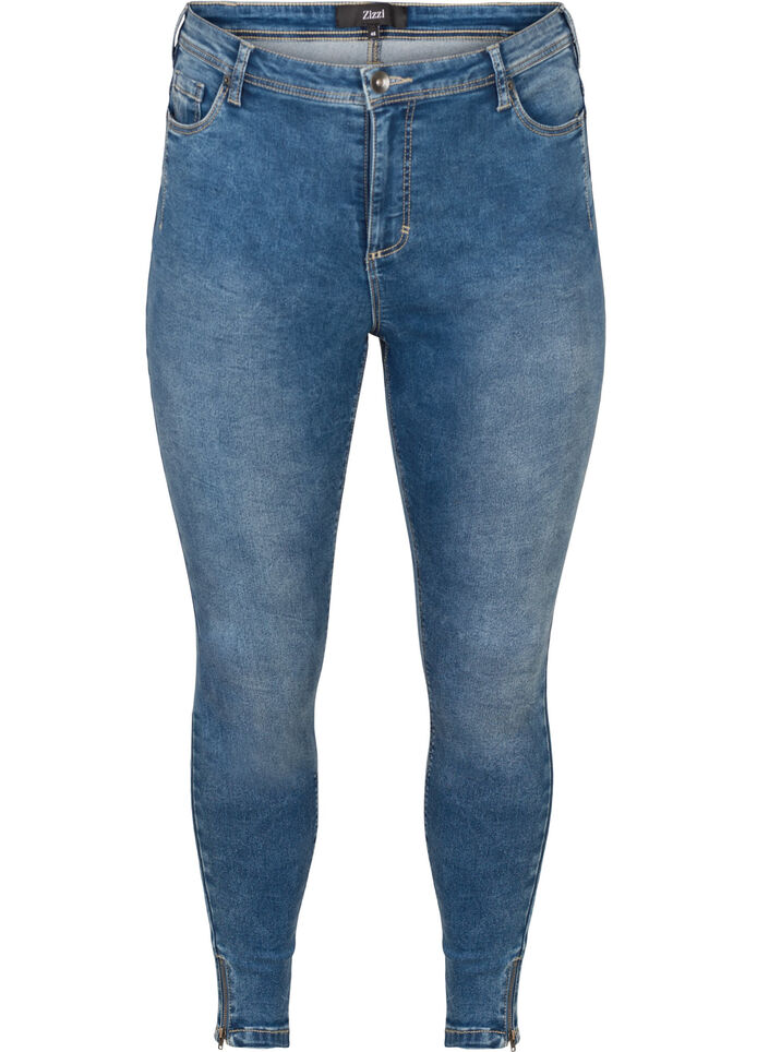 Cropped Amy jeans with a zip, Blue denim, Packshot image number 0