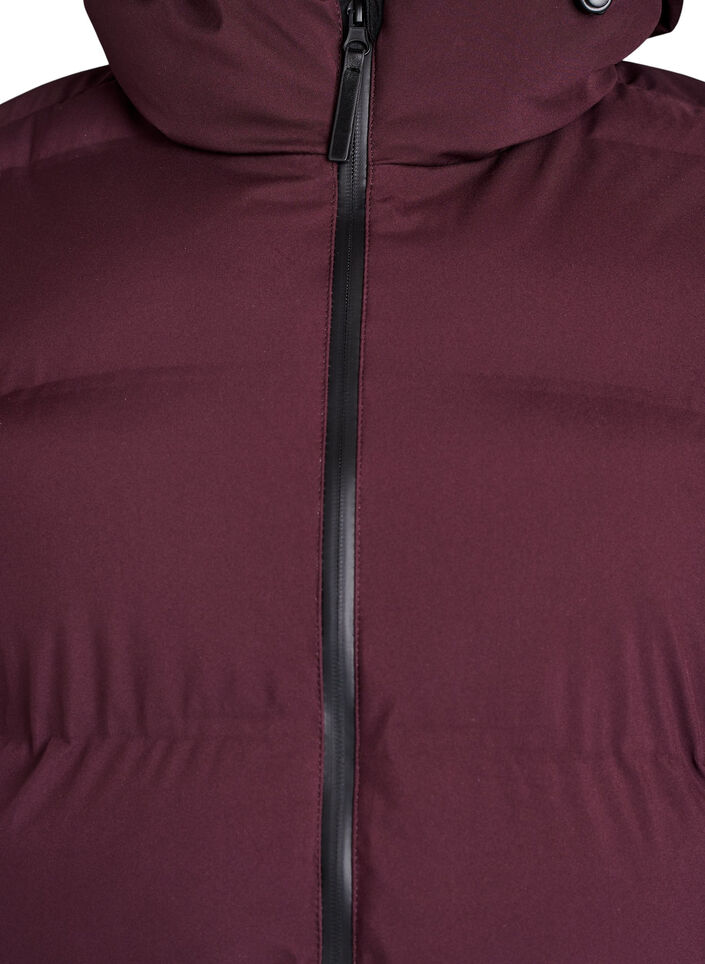 Long puffer winter coat with hood, Dark Bordeaux, Packshot image number 2
