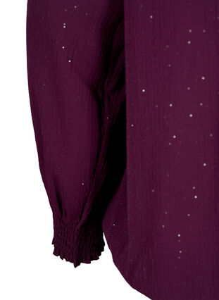 FLASH - Long sleeved blouse with smock and glitter	, Purple w. Silver, Packshot image number 3