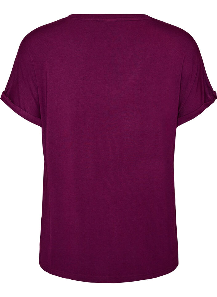 Basic V-neck T-shirt in viscose, Purple, Packshot image number 1