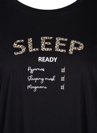 Oversize sleep T-shirt in organic cotton, Black Sleep, Packshot image number 2