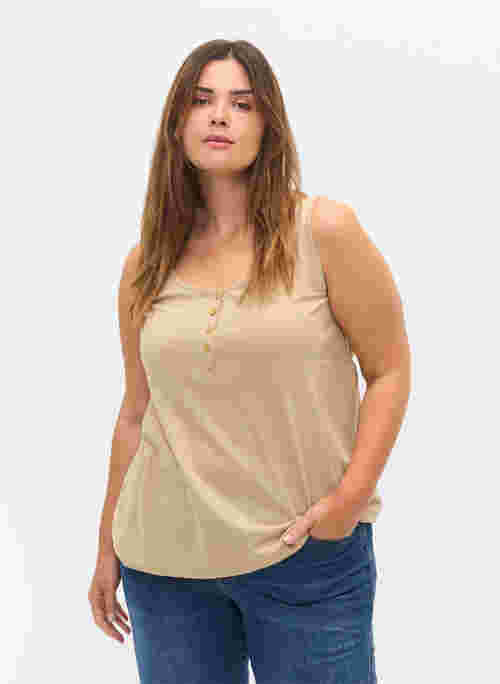 Block coloured cotton top with elastic along the bottom
