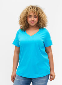 2-pack basic cotton t-shirt, Blue Atoll / Black, Model