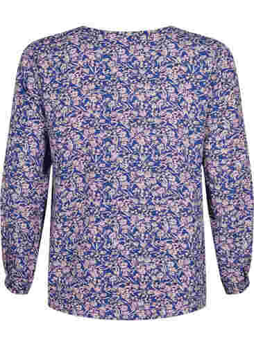 FLASH - Long sleeve blouse with print, Strong Blue Flower, Packshot image number 1