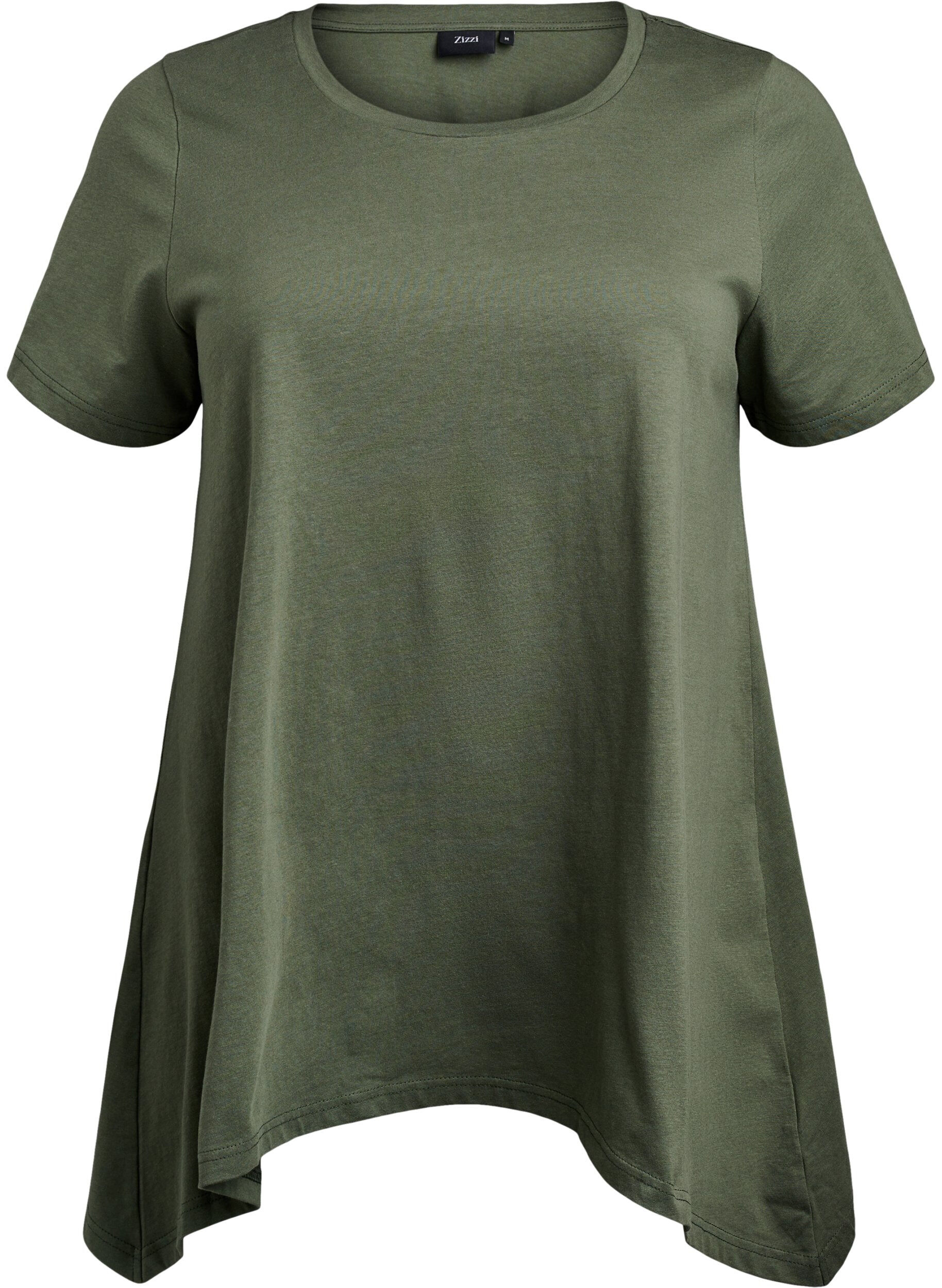 Zizzifashion T-shirt with a round neck and A-line shape, Green, Packshot image number 0