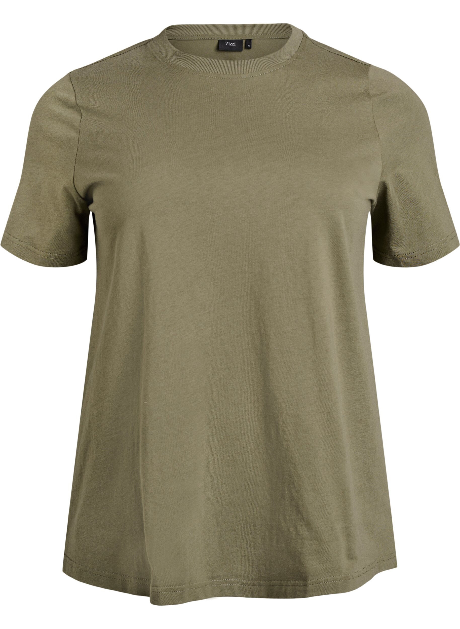 ZizzifashionBasic cotton T-shirt with round neck, Green, Packshot image number 0