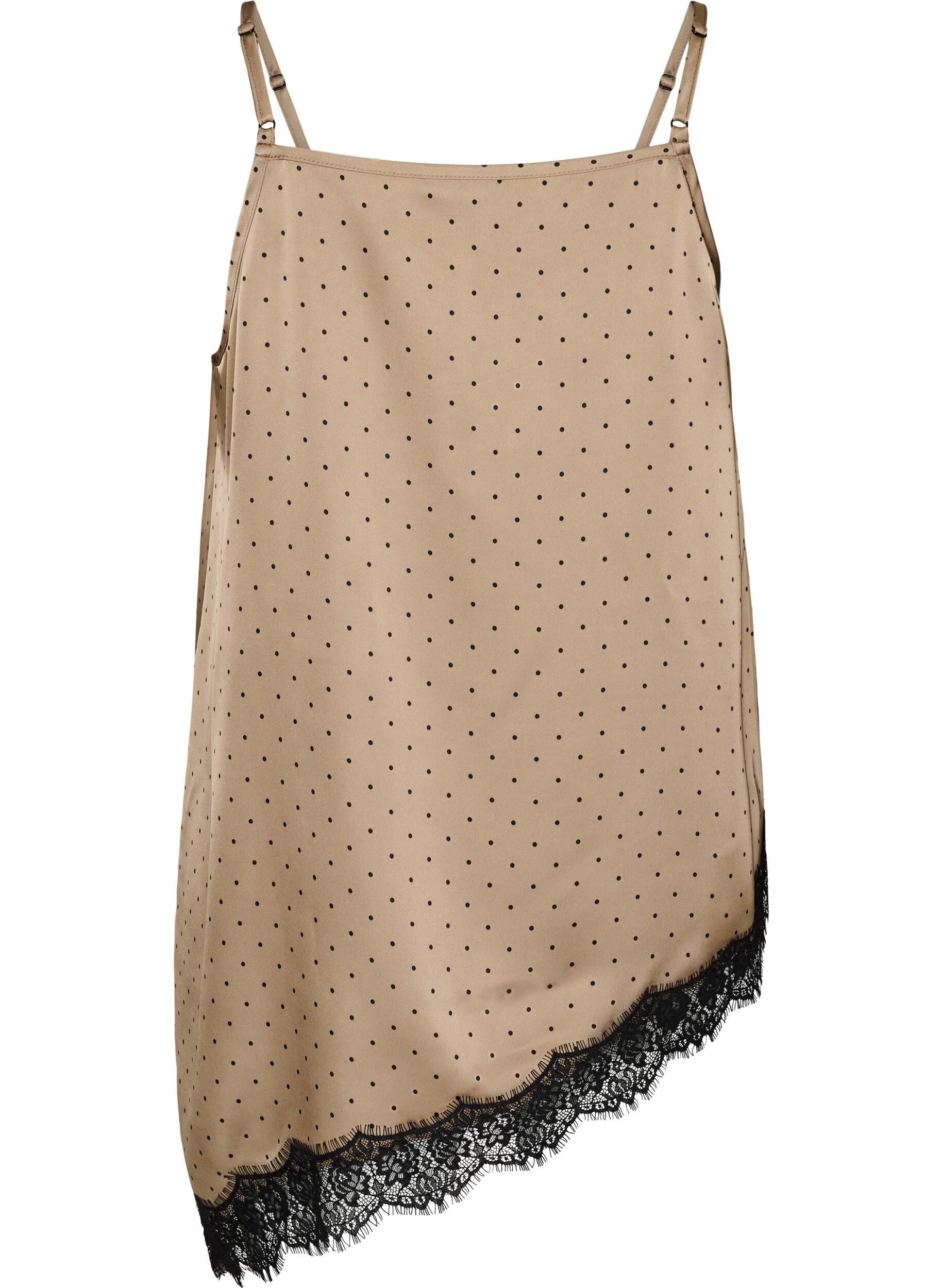 ZizzifashionStrappy top with lace and an asymmetrical hem, Beige, Packshot image number 1