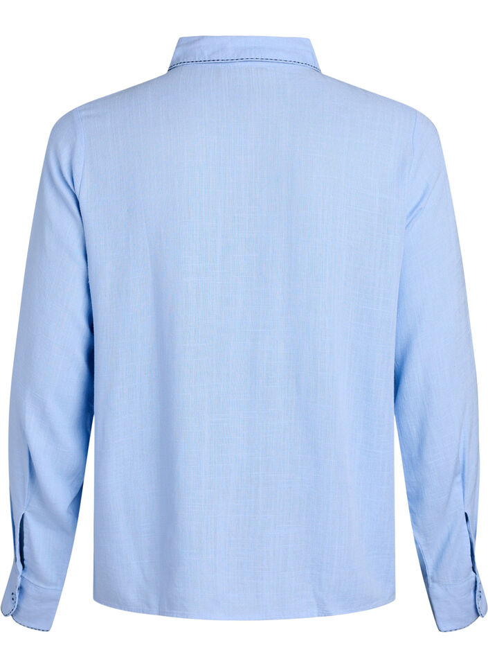 Shirt with contrast stitching and chest pockets, Light Blue, Packshot image number 1