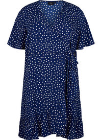 Printed wrap dress with short sleeves