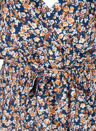 Printed viscose tunic with 2/4 sleeves, Amberglow Flowers, Packshot image number 2