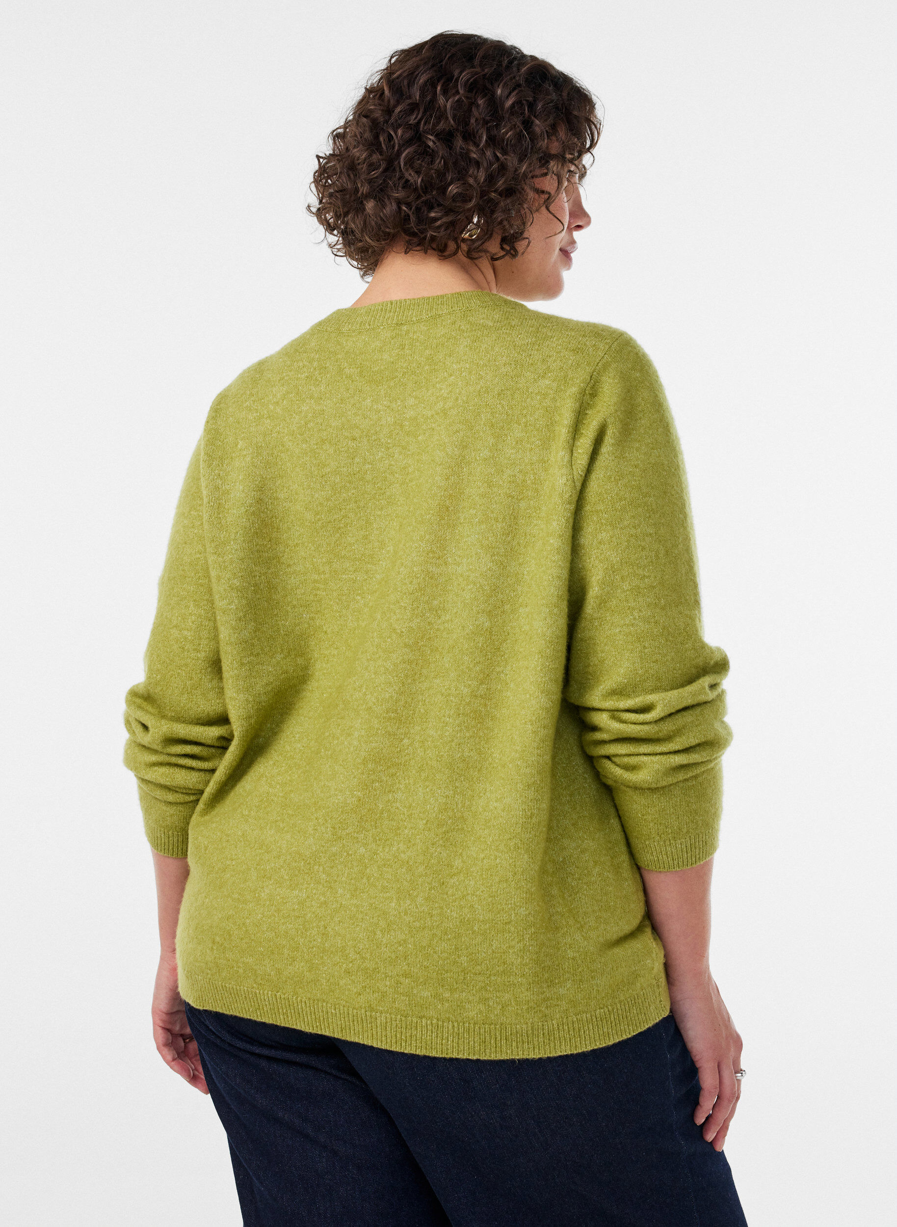 ZizzifashionCardigan with buttons and a rounded front, Green, Model image number 2