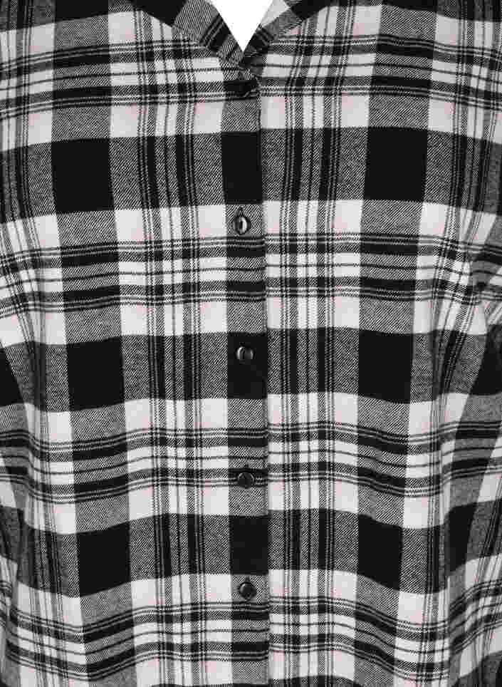 Checked cotton pyjama shirt, Black/Rose Smoke , Packshot image number 2