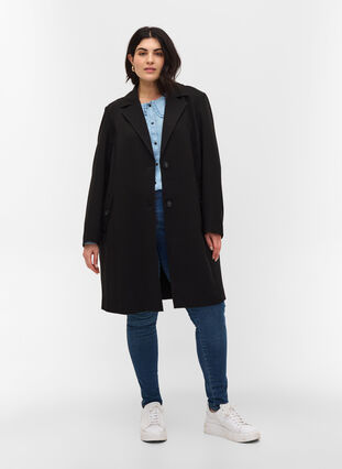 Classic coat with button fastening, Black, Model image number 2