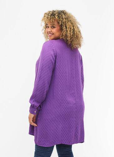 Viscose tunic with tone-on-tone pattern, Lavender Violet, Model image number 1