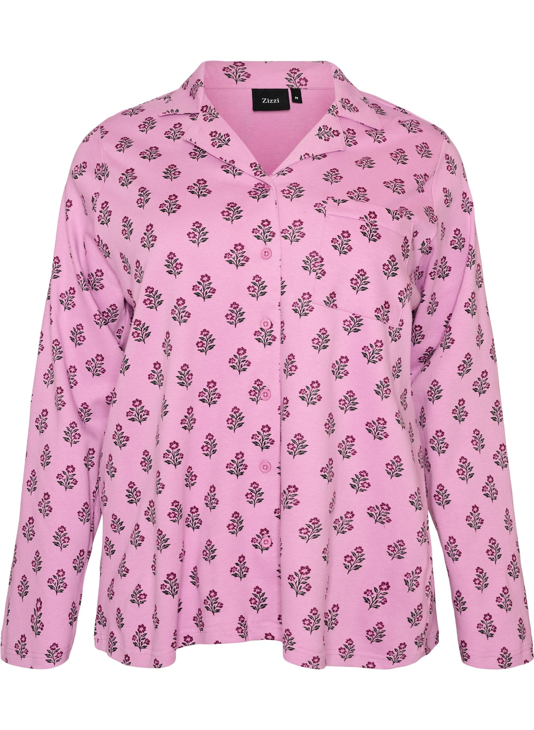 Cotton pyjama shirt with chest pocket