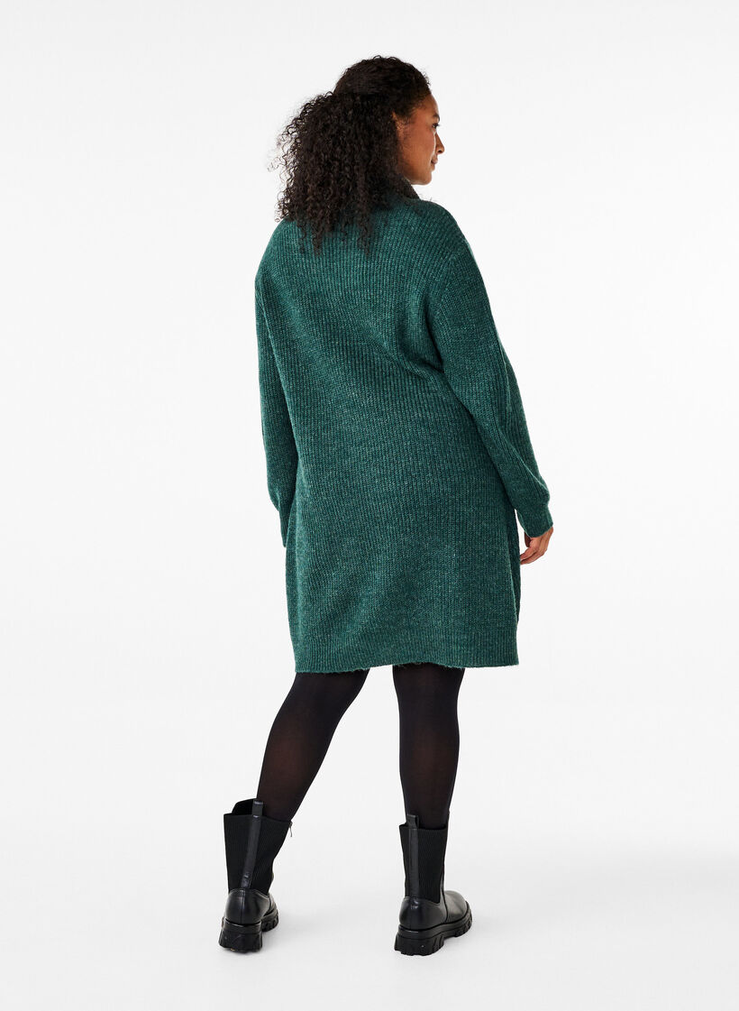 FLASH - Knitted dress with high neck, Sea Moss Mel., Model image number 1