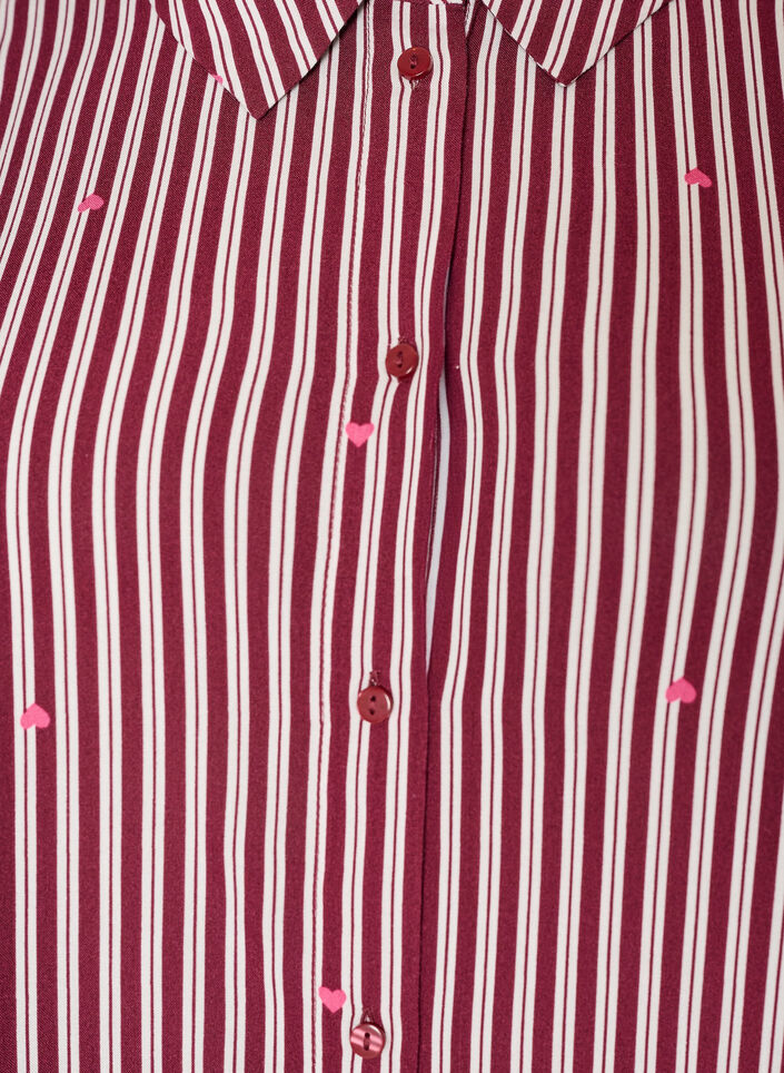Nightshirt with stripes and hearts, Dark Bordeaux, Packshot image number 2