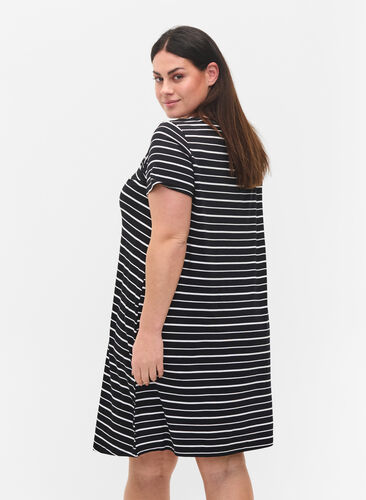 Short-sleeved dress, Black w. Stripe, Model image number 1