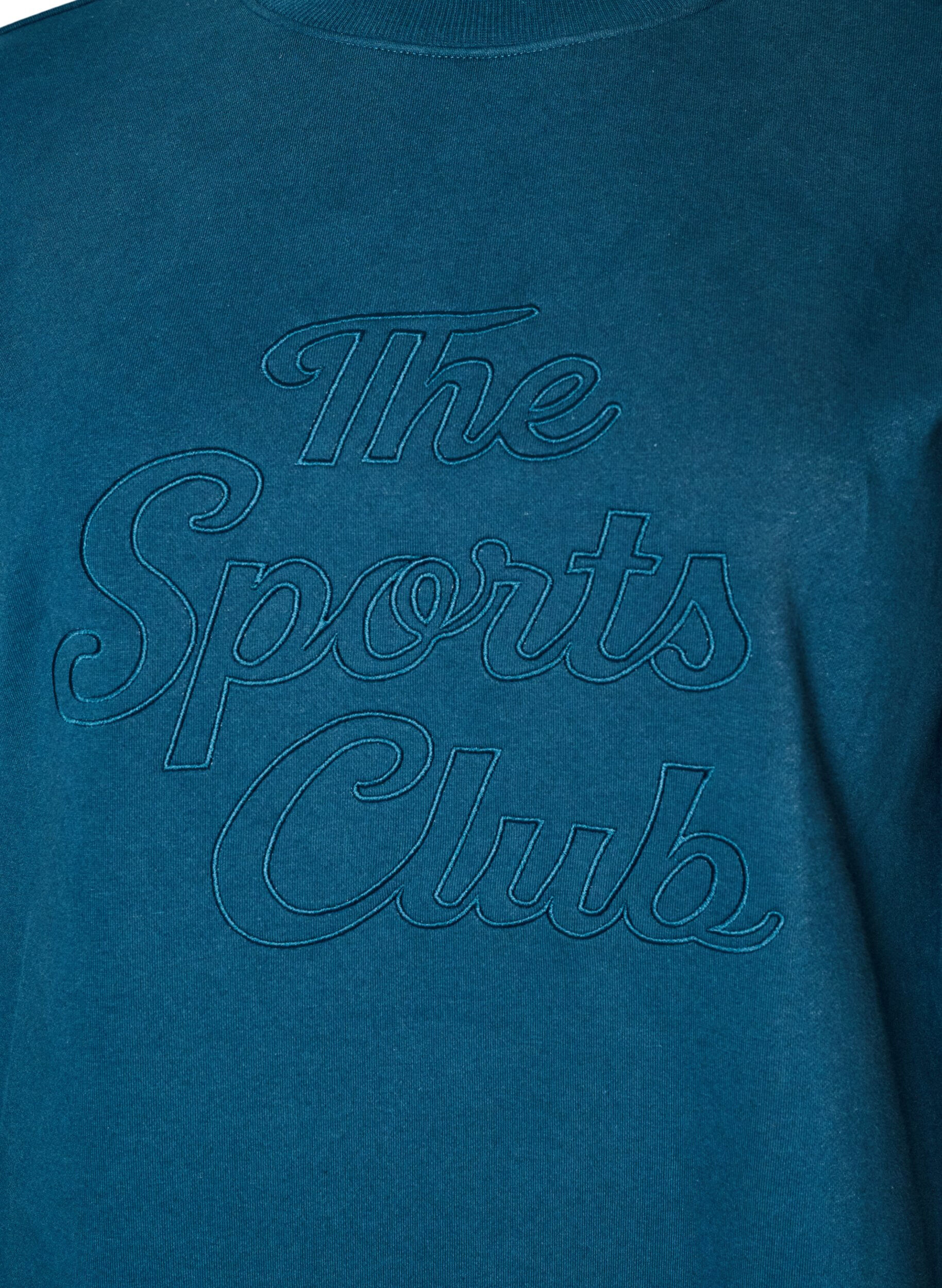 ZizzifashionLong sweatshirt with high neck and embroidered text, Blue, Packshot image number 2