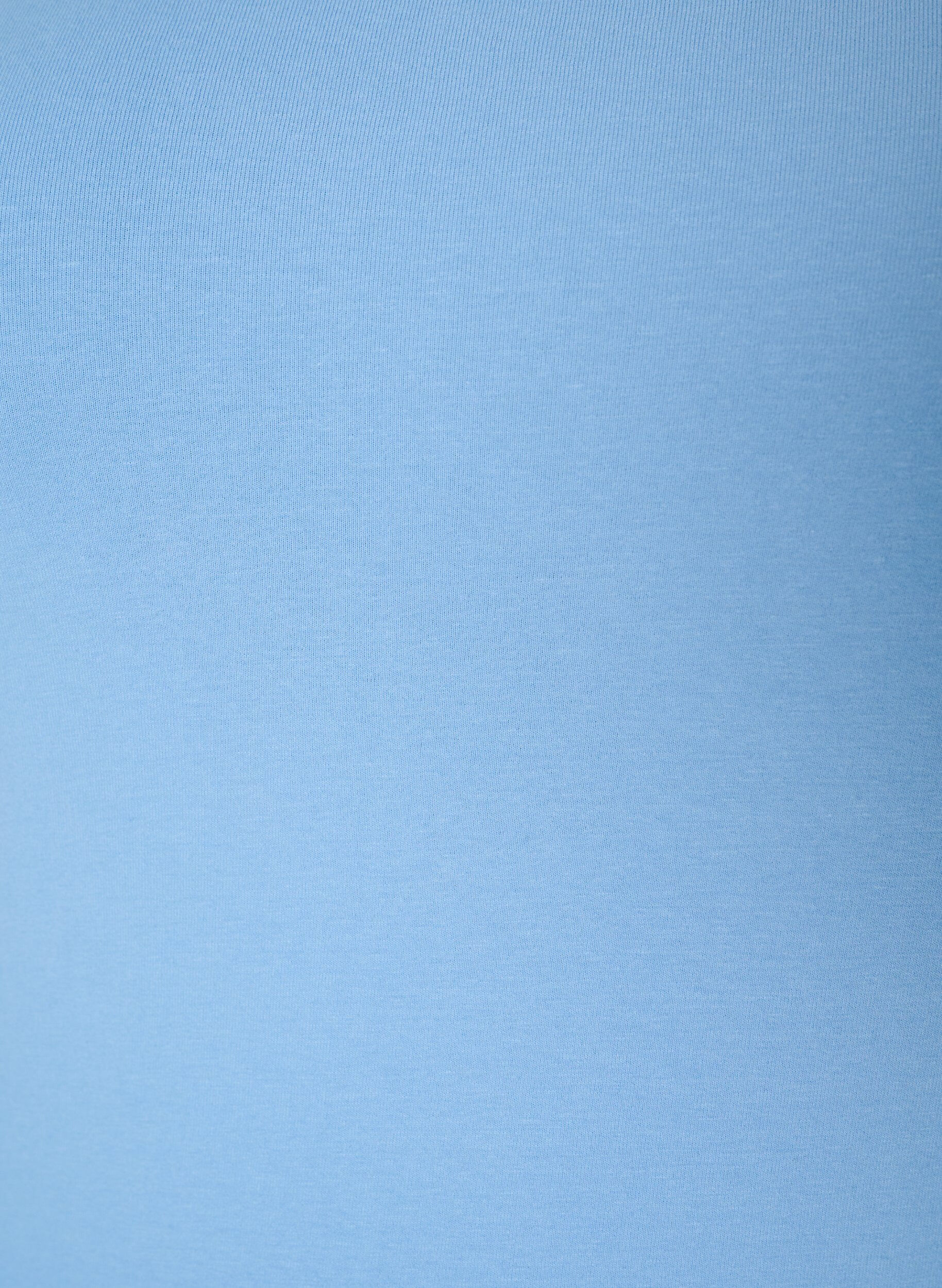 ZizzifashionSolid color basic top in cotton, Light Blue, Packshot image number 2